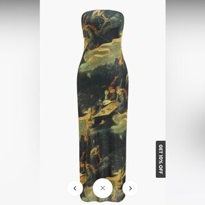 Renaissance Mesh Strapless Tube Midi Dress